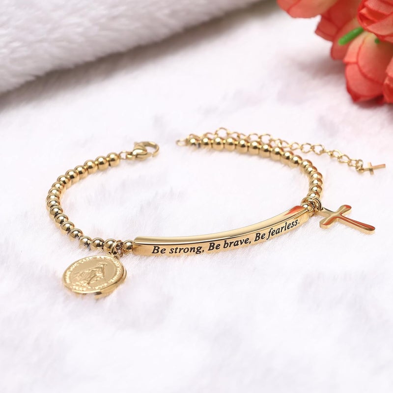 DS Inspirational Bracelet for Women Christian Engraved Bibler Verse Cross Butterfly Daisies Charm Bracelet, Exquisite Stainless Steel Jewelry Daughter Best Friend Bestie - Image 2